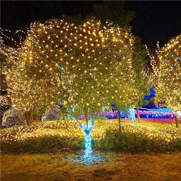 Christmas Net Lights, 9.8ft x 6.6ft 200 LED Mesh Decor with 8 Modes Waterproof - Picture 3 of 7